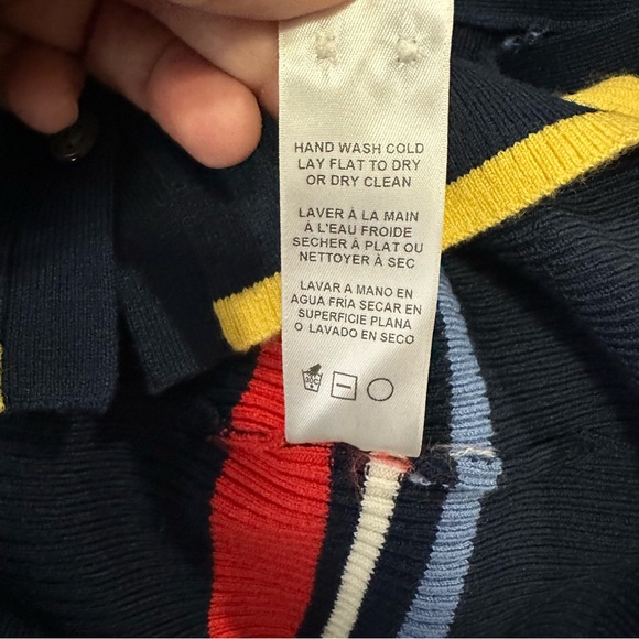 Frame Women’s Navy Multi Color Stripe Off The Shoulders Buttoned Sweater XS - Picture 12 of 12